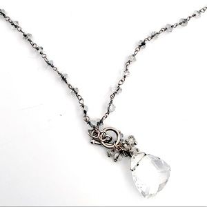 Crystal Beaded Silver Necklace